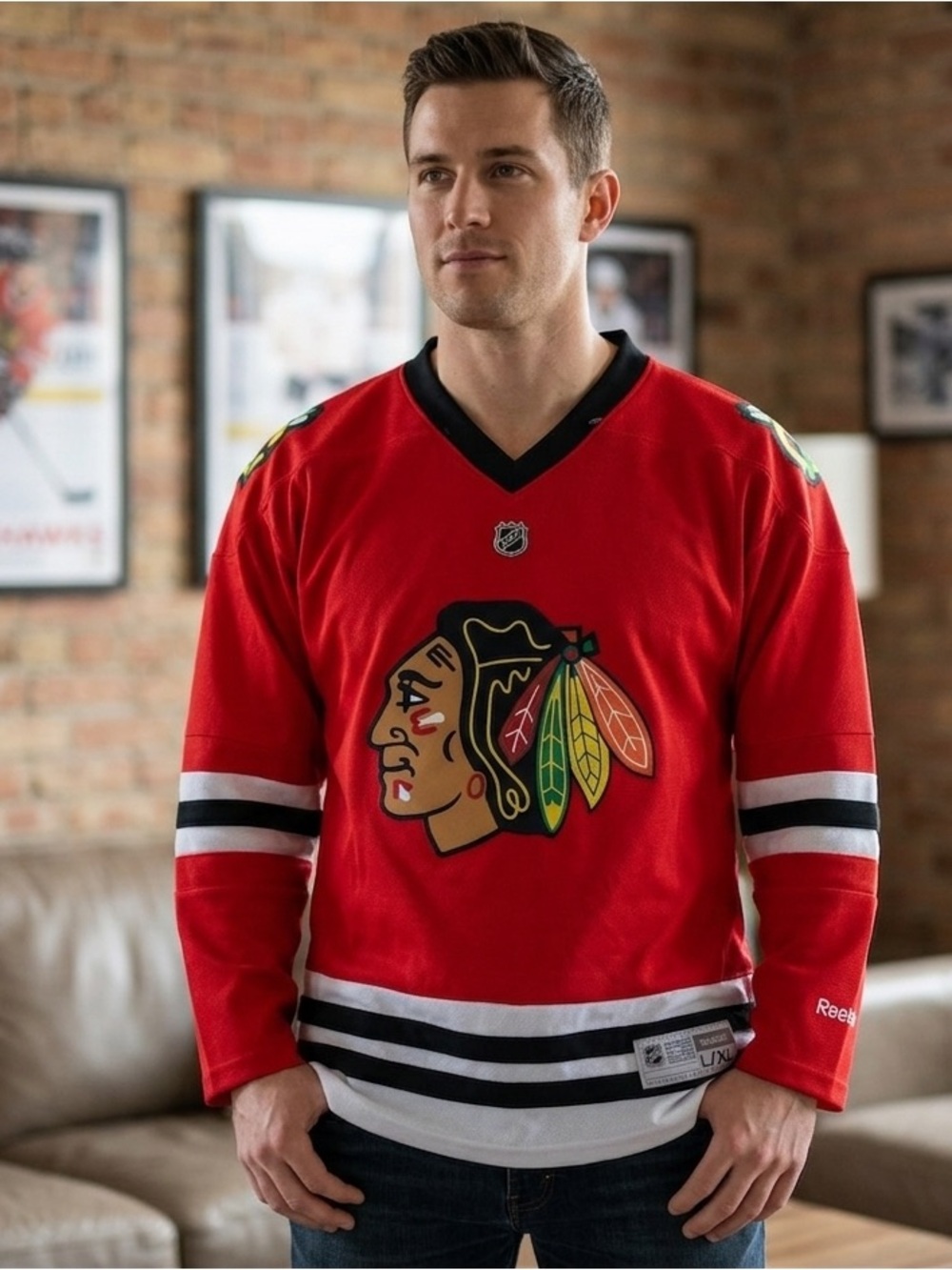 Reebok Red Chicago Hawks NHL Hockey Jersey SZ L/XL